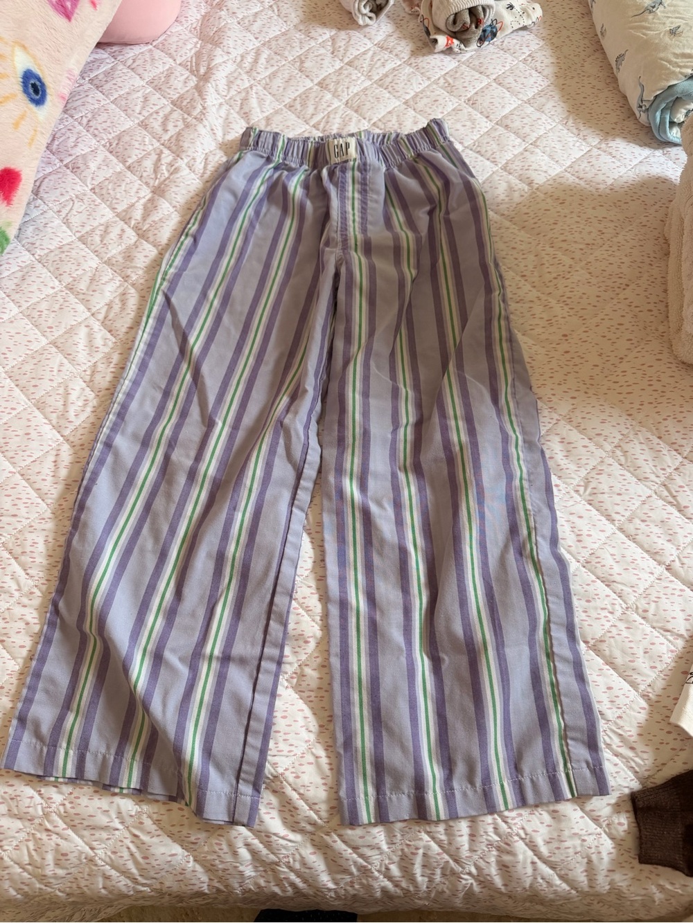 GAP Girls Lavender, Green & White Striped Pajama Pants
